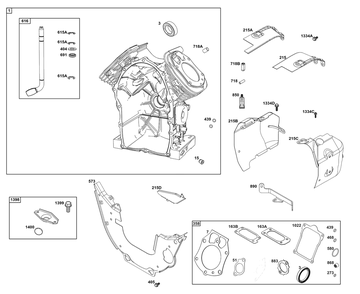 Cylinder Group Diagram and Parts List for 61H277-0108-E1  Briggs and Stratton Engine